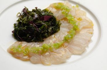 SEA BREAM SASHIMI WITH SWEET AND SOUR SEAWEED