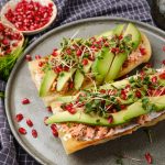 Salmon and pomegranate baguette