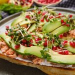 Salmon and pomegranate baguette