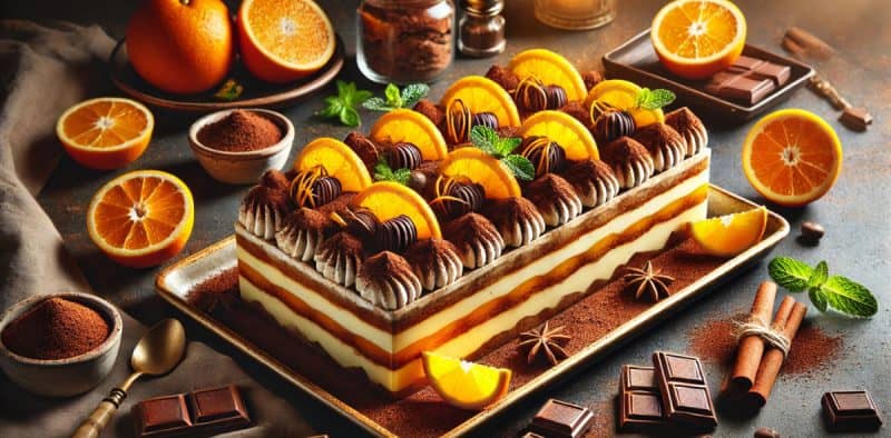 Tiramisù all'arancia, cioccolato e agrumi